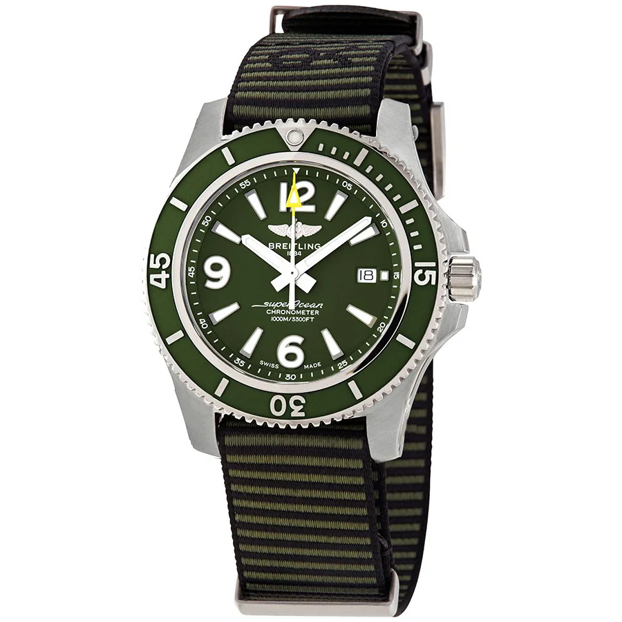 Breitling Men's A17367A11L1W1 Superocean II Green Dial Watch
