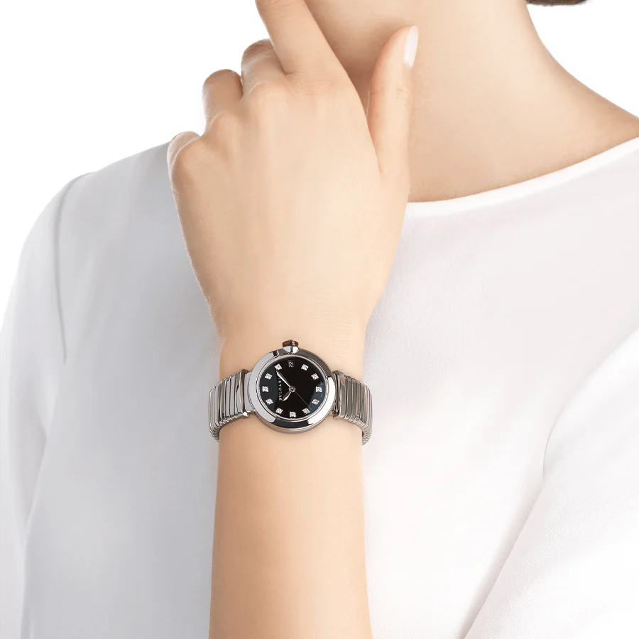 Bulgari Ladies 102953 Lvcea Tubogas Black Dial Watch - Image 4