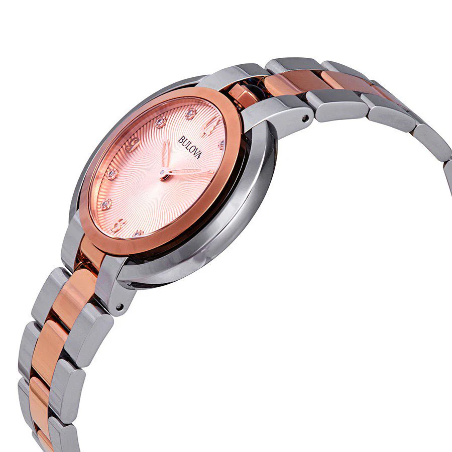 Bulova Ladies 98P174 Rubaiyat Diamond Rose Gold Dial Watch - Image 3