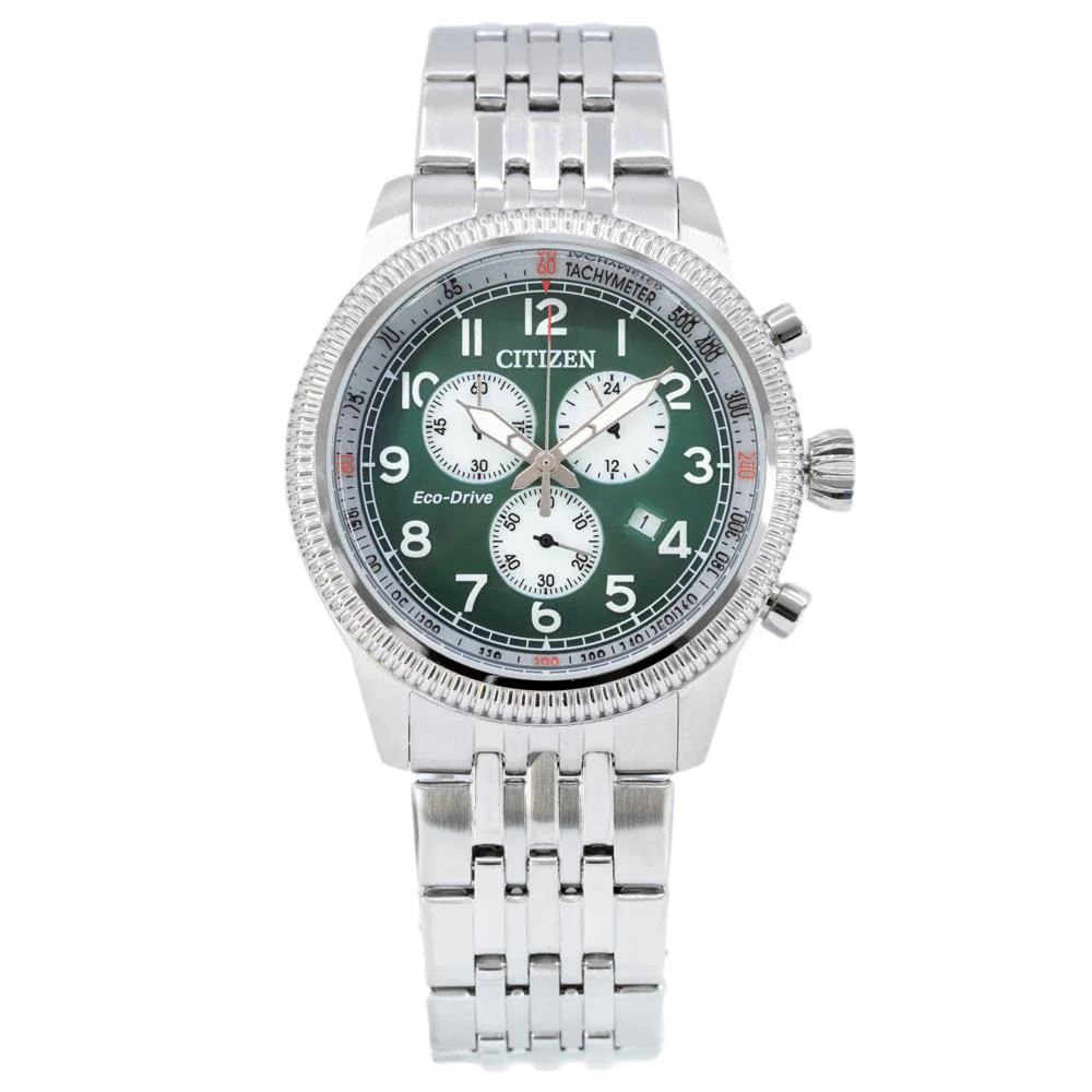 Citizen Men's AT2460-89X Eco-Drive Chrono Green Dial - Image 2