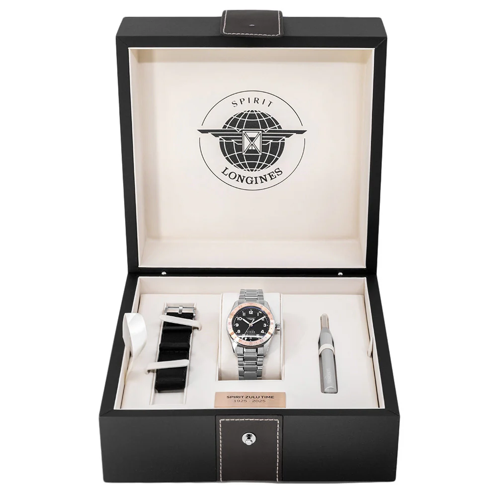 Longines Men's L3.803.5.53.6 Spirit Zulu Time 1925 39mm Auto - Image 9