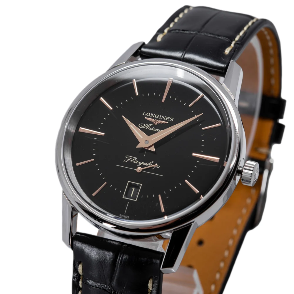 Longines Men's L4.795.4.58.0 Heritage Black Dial Watch - Image 4
