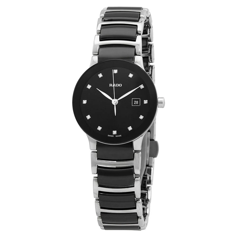 Rado Women's R30935752 Centrix Black Dial Diamond Quartz