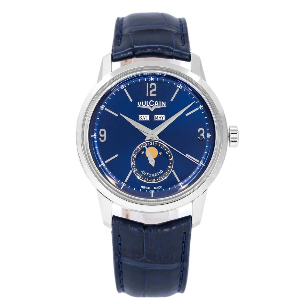 Vulcain Men's 580158A35.BAL110 Moonphase Blue Watch - Image 3